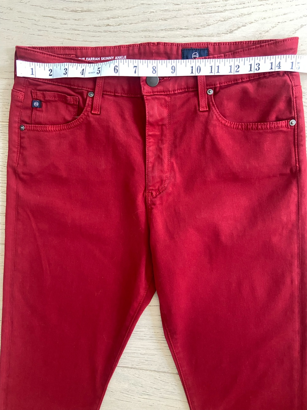 AG Adriano Goldschmied The Farrah High Rise Ankle Jeans Dark Red 30 EUC - Picture 6 of 8